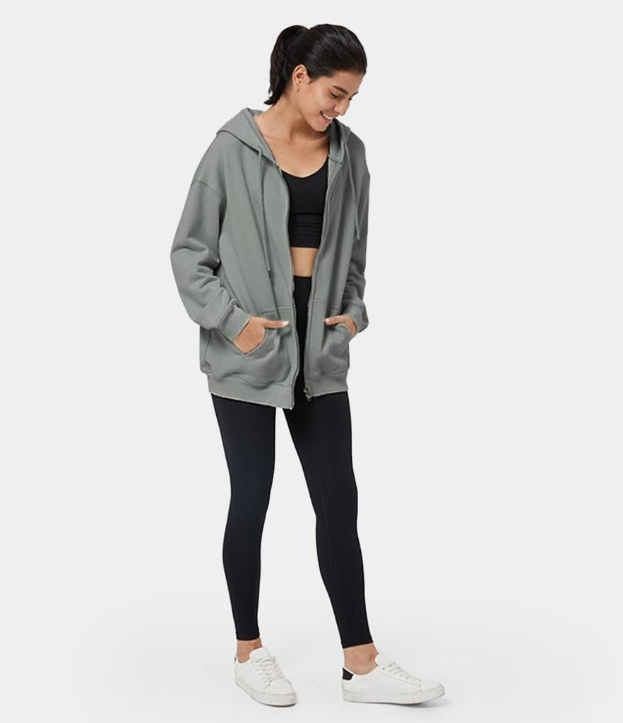 Solid Color Zip Front Sweatshirt