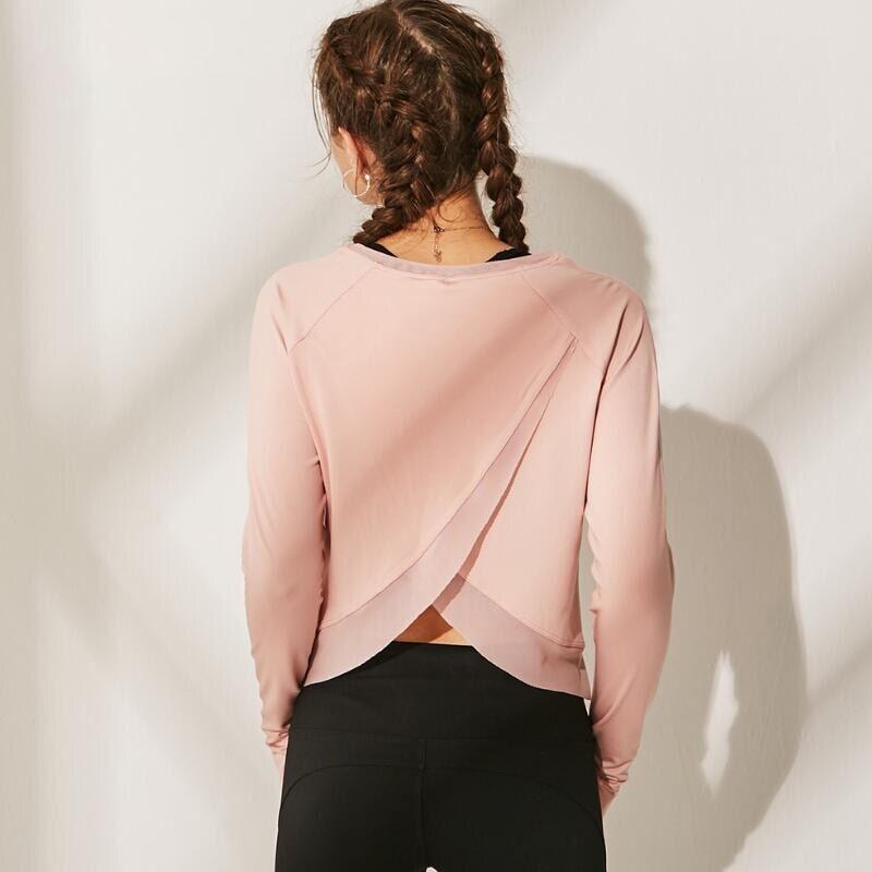 neck Mesh Yoga Back Split Shirt