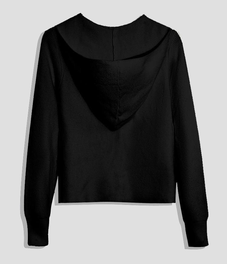 Solid Color Hooded Cardigan
