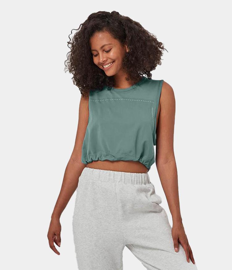 FLOW Drawstring Cropped Seamless Tank Tops