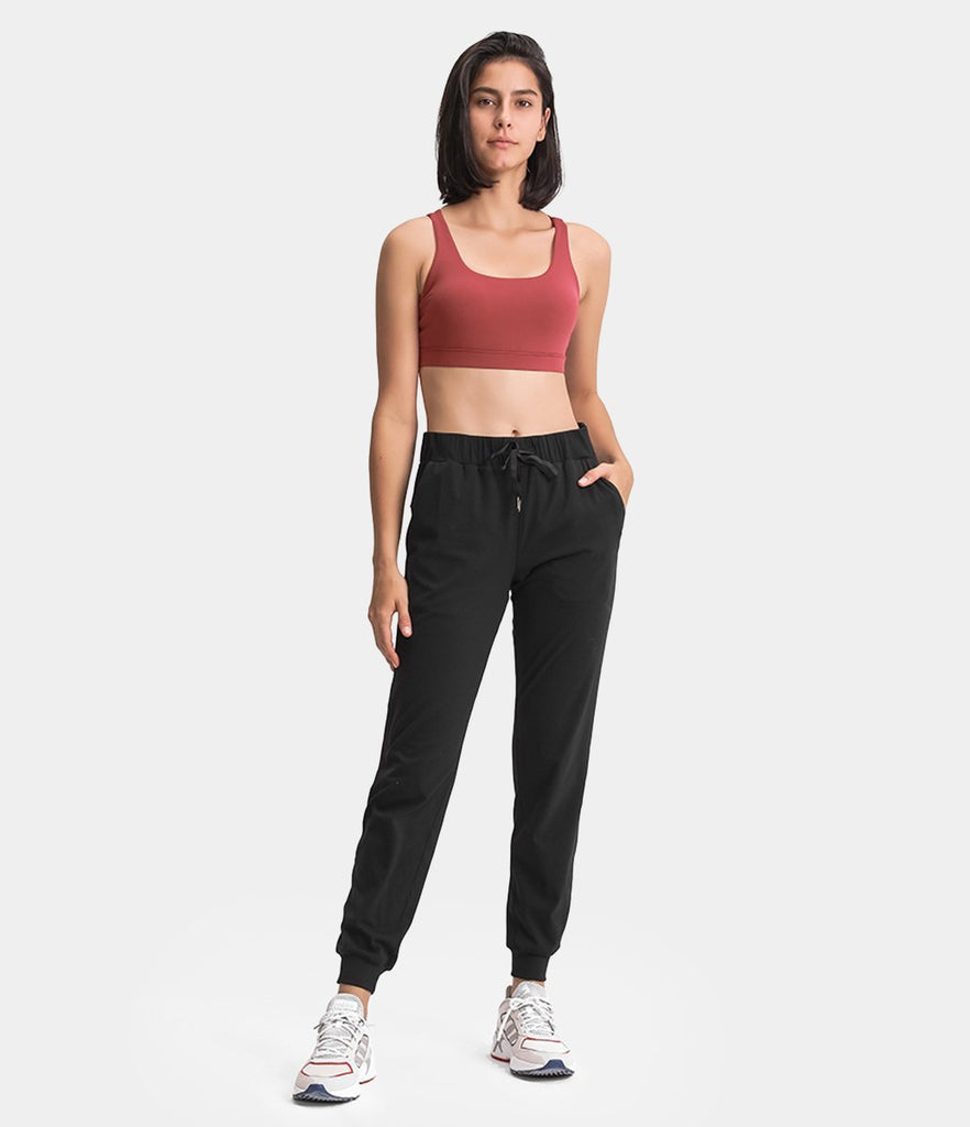 High Waisted Camo Drawstring Side Pocket Joggers