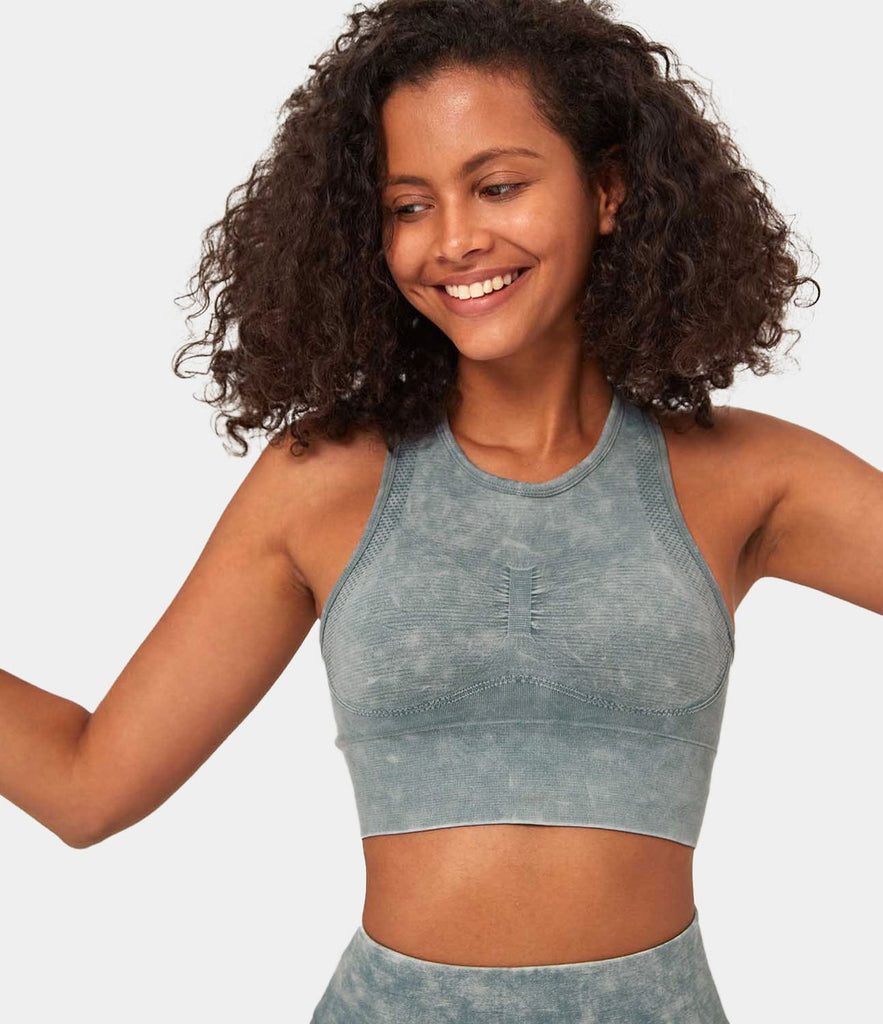 FLOW High Neck Longline Seamless Racerback Medium Support Sports Bra