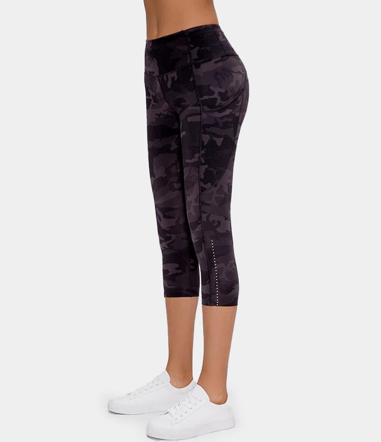 Bloom High Waisted Camo Side Pocket Capri Leggings