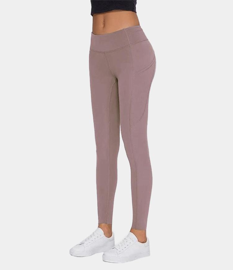 High Waisted Camo Side Pocket Raw Hem Leggings