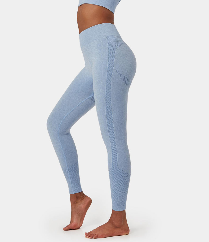 FLOW High Waisted Smile Design Seamless Full Length Leggings