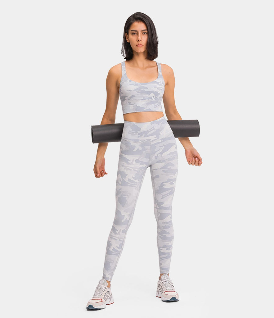 Bloom Neck Camo Crisscross Medium Support Sports Bra