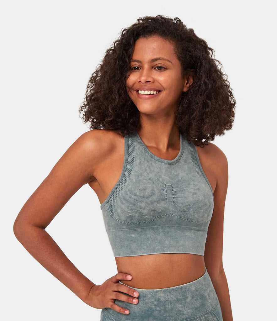 FLOW High Neck Longline Seamless Racerback Medium Support Sports Bra