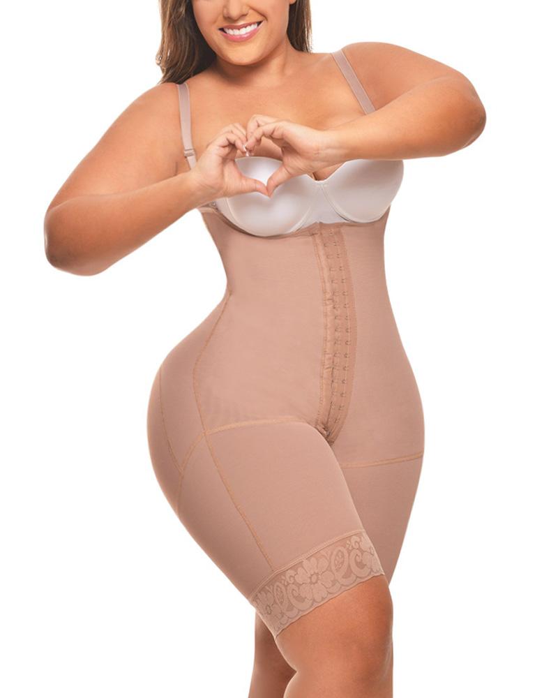 Women Bodysuit Shorts Covered Back Perineal Zipper