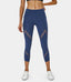 Bloom High Waisted Mesh Stripe Patchwork Side Pocket Capri Leggings