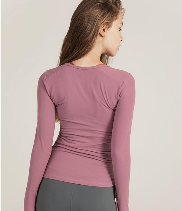 Side Shirred Zipper Fitted Long Sleeve Top