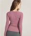 Side Shirred Zipper Fitted Long Sleeve Top