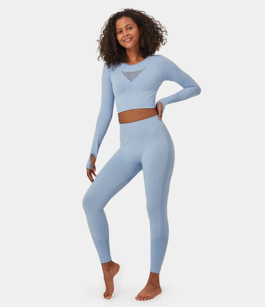 FLOW High Waisted Smile Design Seamless Full Length Leggings
