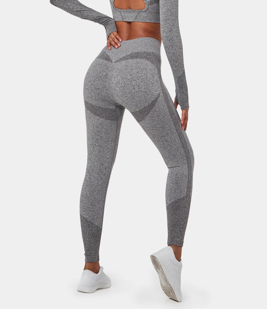FLOW High Waisted Smile Design Seamless Full Length Leggings