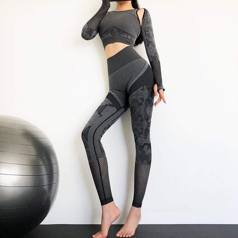 Hollow Camouflage Sports Slimming Suit