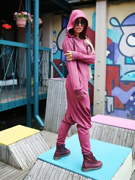 Solid Hooded Zipper Yoga Jumpsuits