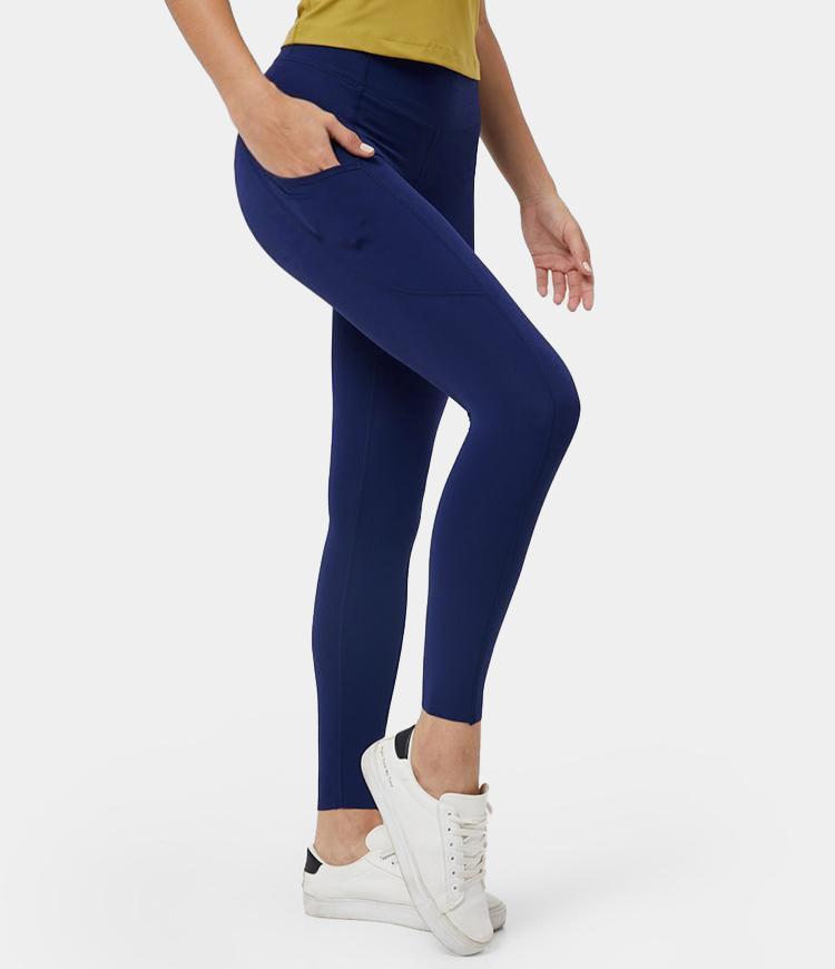 High Waisted Camo Side Pocket Raw Hem Leggings