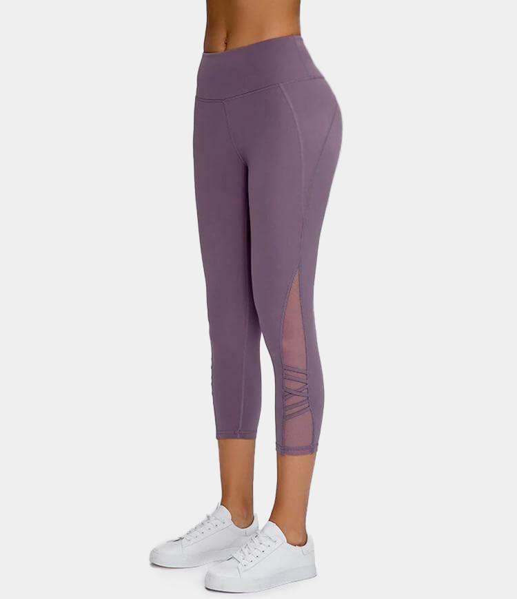Bloom High Waisted Mesh Stripe Patchwork Capri Leggings