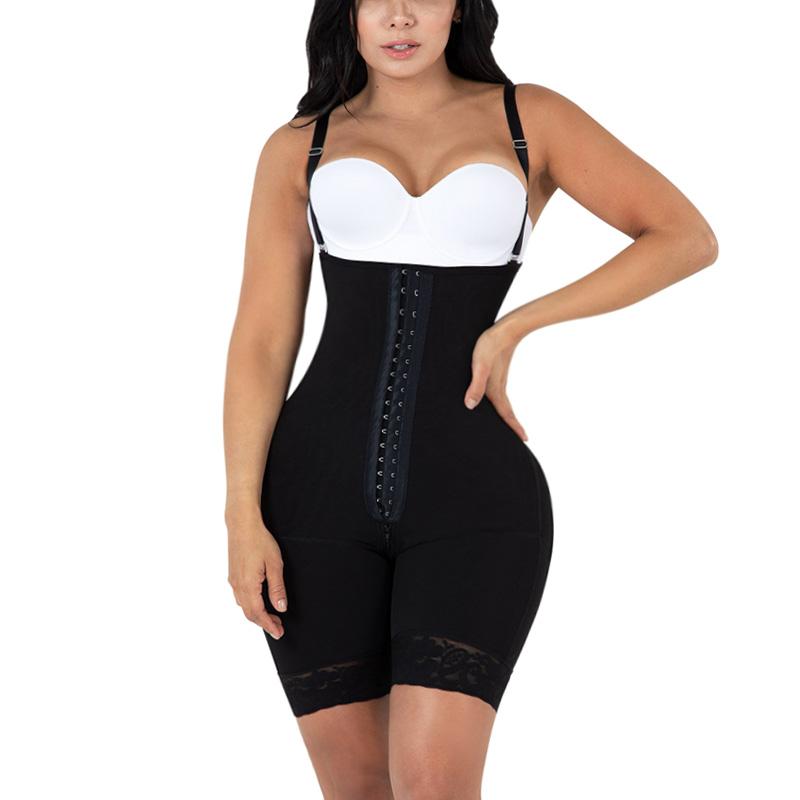 Women Bodysuit Shorts Covered Back Perineal Zipper