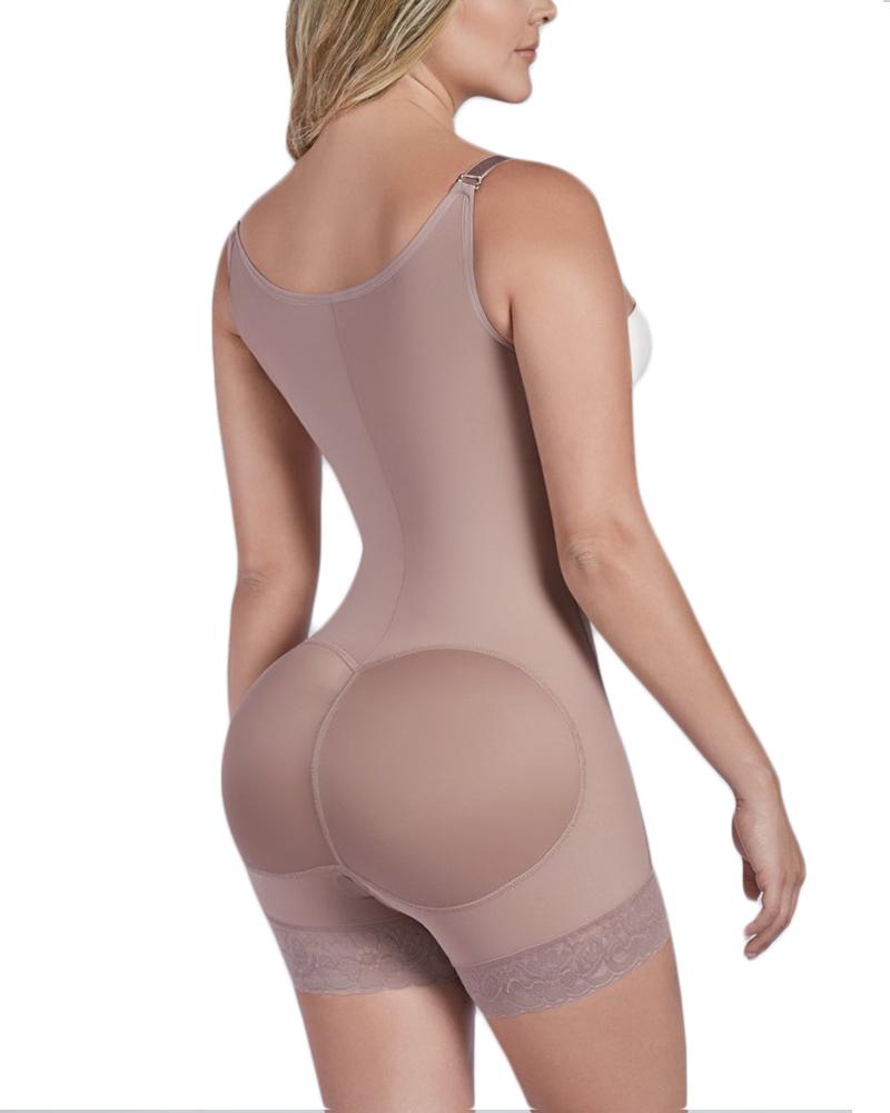 Full Body Short Shaper Zipper Thin Straps