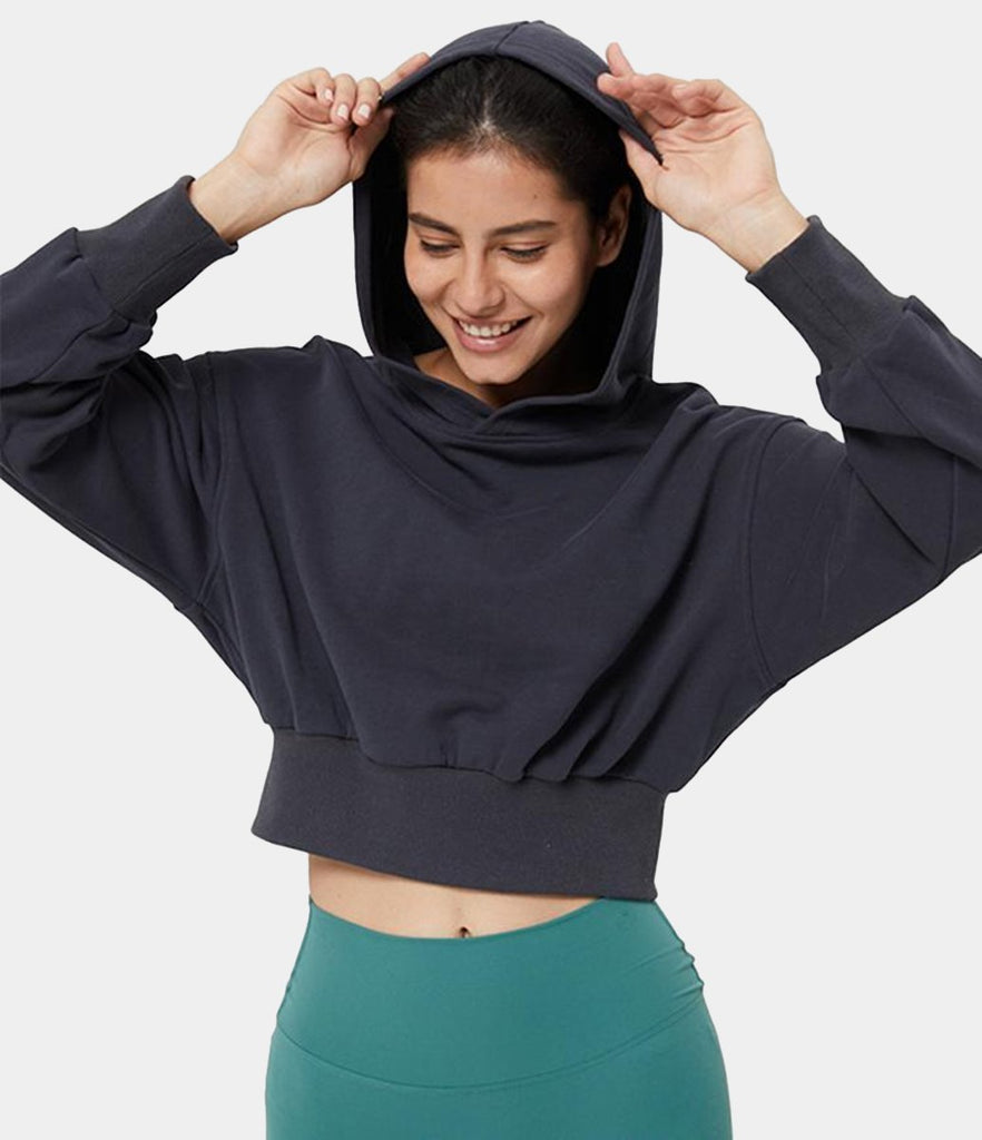 Solid Color Cropped Hoodie