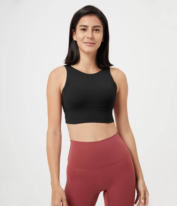 High Neck Camo Longline Racerback Support Sports Bra