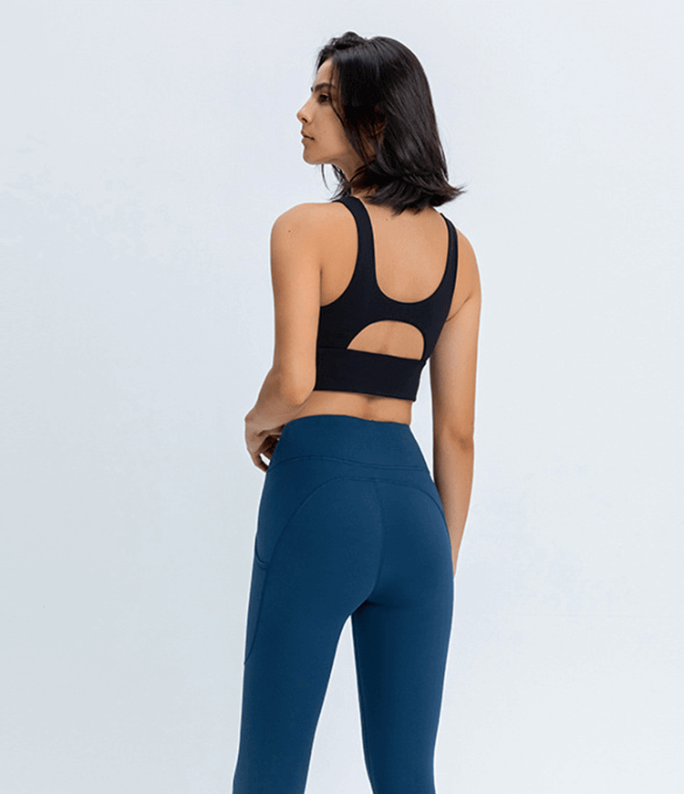 High Neck Camo Longline Racerback Support Sports Bra