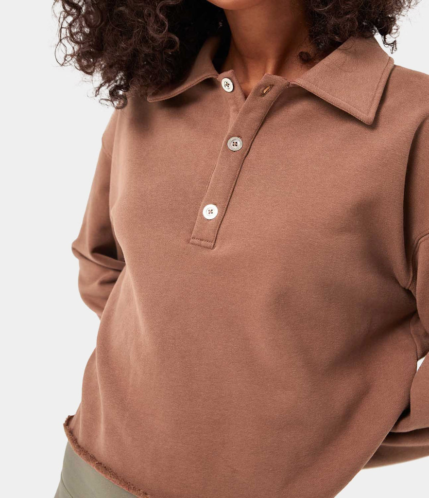 Solid Color Polo Sweatshirt