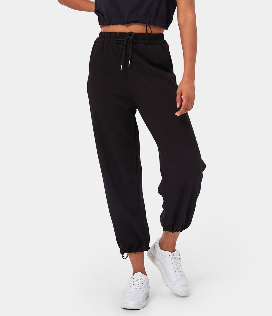 Drawstring Solid Color Capri Sweatpants