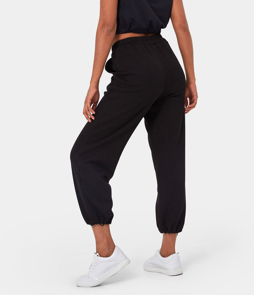 Drawstring Solid Color Capri Sweatpants