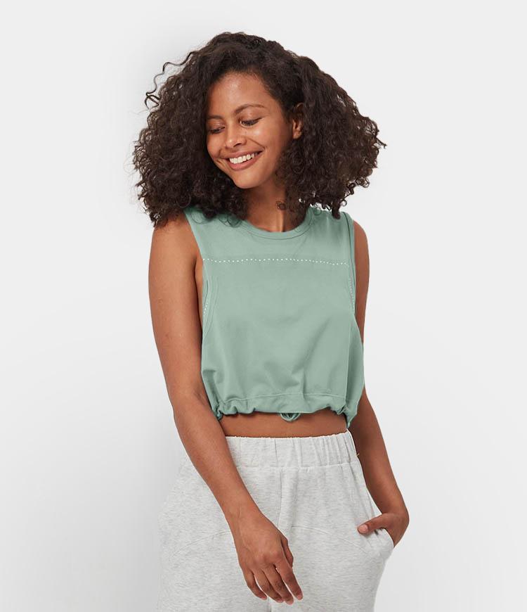 FLOW Drawstring Cropped Seamless Tank Tops