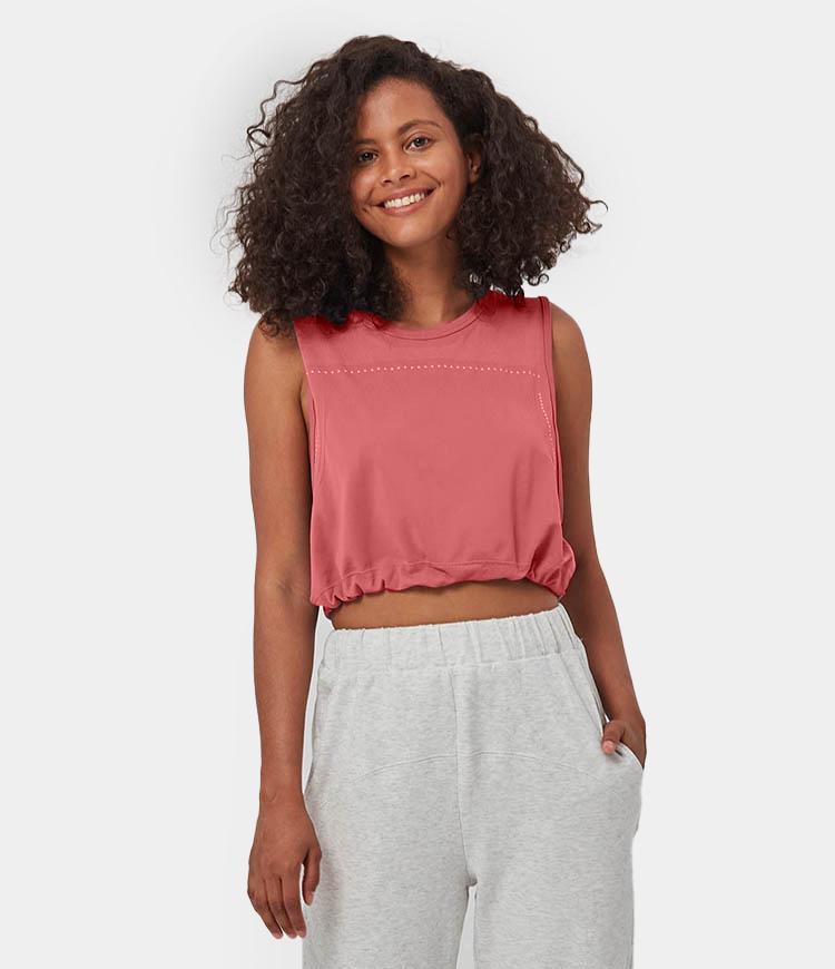 FLOW Drawstring Cropped Seamless Tank Tops