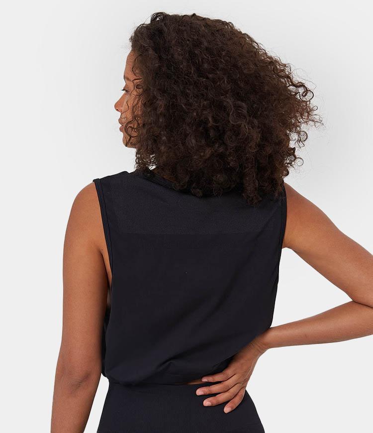 FLOW Drawstring Cropped Seamless Tank Tops