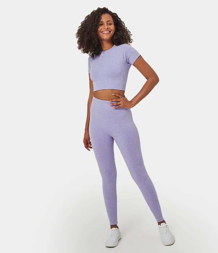 FLOW High Waisted Heathered Seamless Full Length Leggings