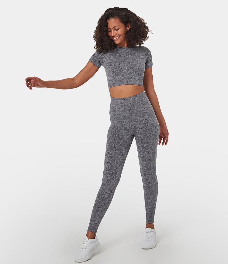 FLOW High Waisted Heathered Seamless Full Length Leggings