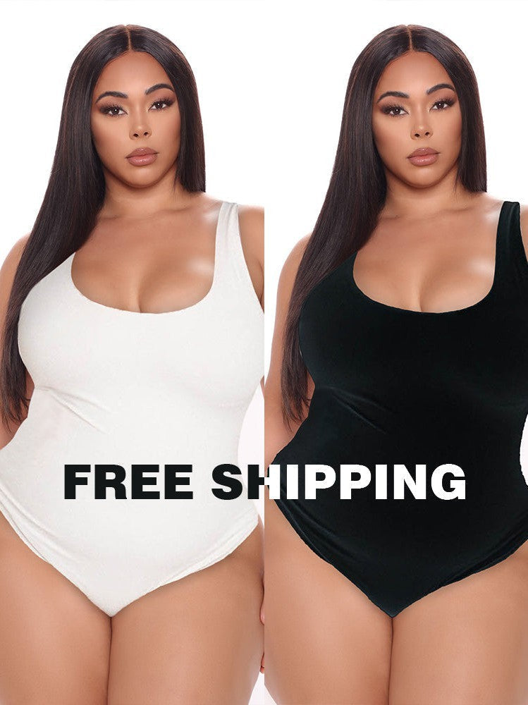 Basic - Scoop Tank Bodysuit With BUILT-IN Shapewear